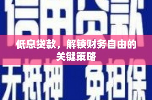 如皋低息贷款，解锁财务自由的关键策略